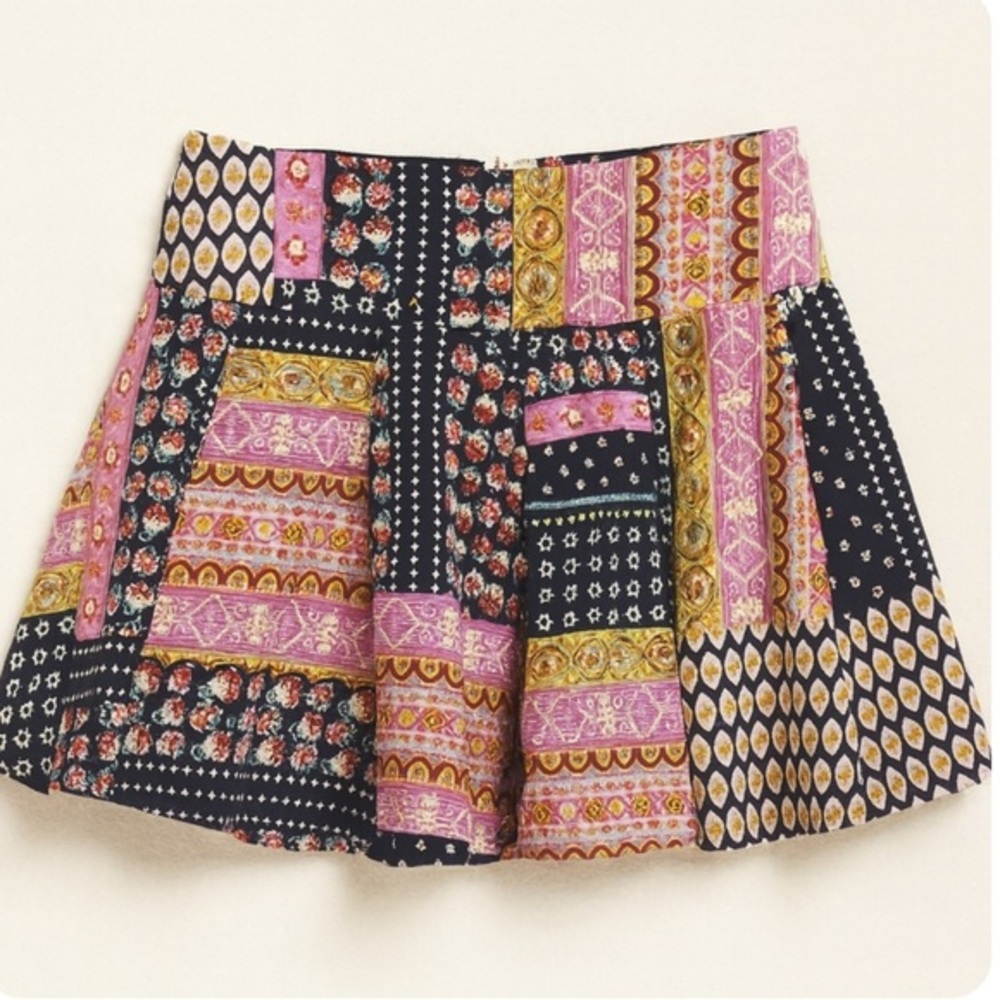 Raga x Anthropologie Blue Pink Patchwork Mini Skirt NWT XS #1330, #2441